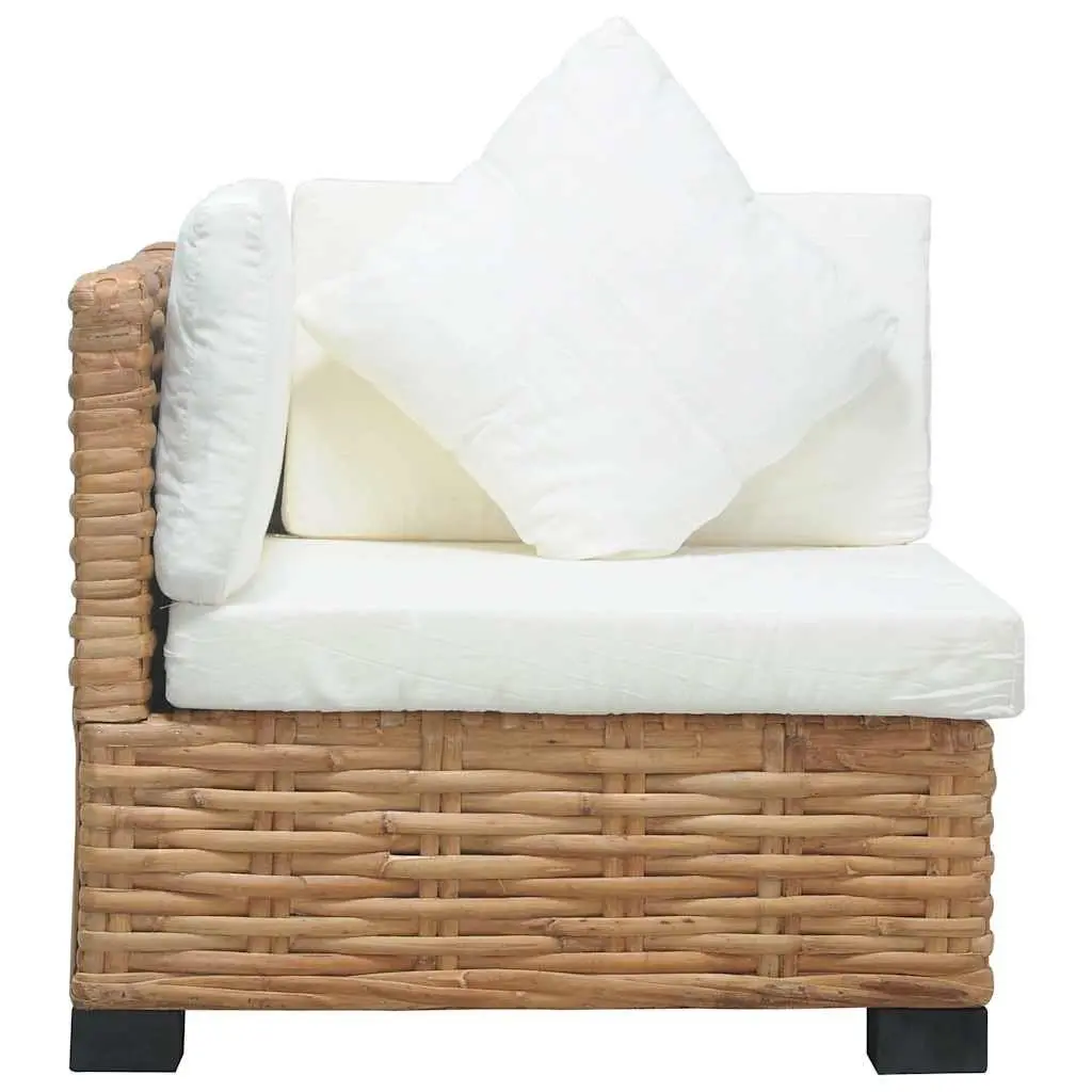 Corner Sofa Outdoor Sectional with Cushions Natural Rattan Brown Garden Seating