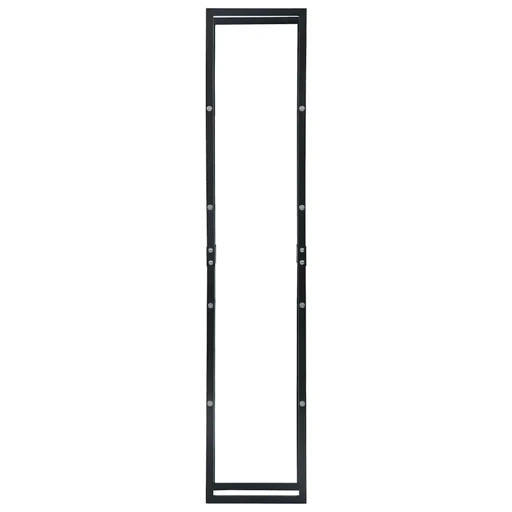 Steel Log Holder Black Rectangular Firewood Storage for Fireplace and Wood Stove