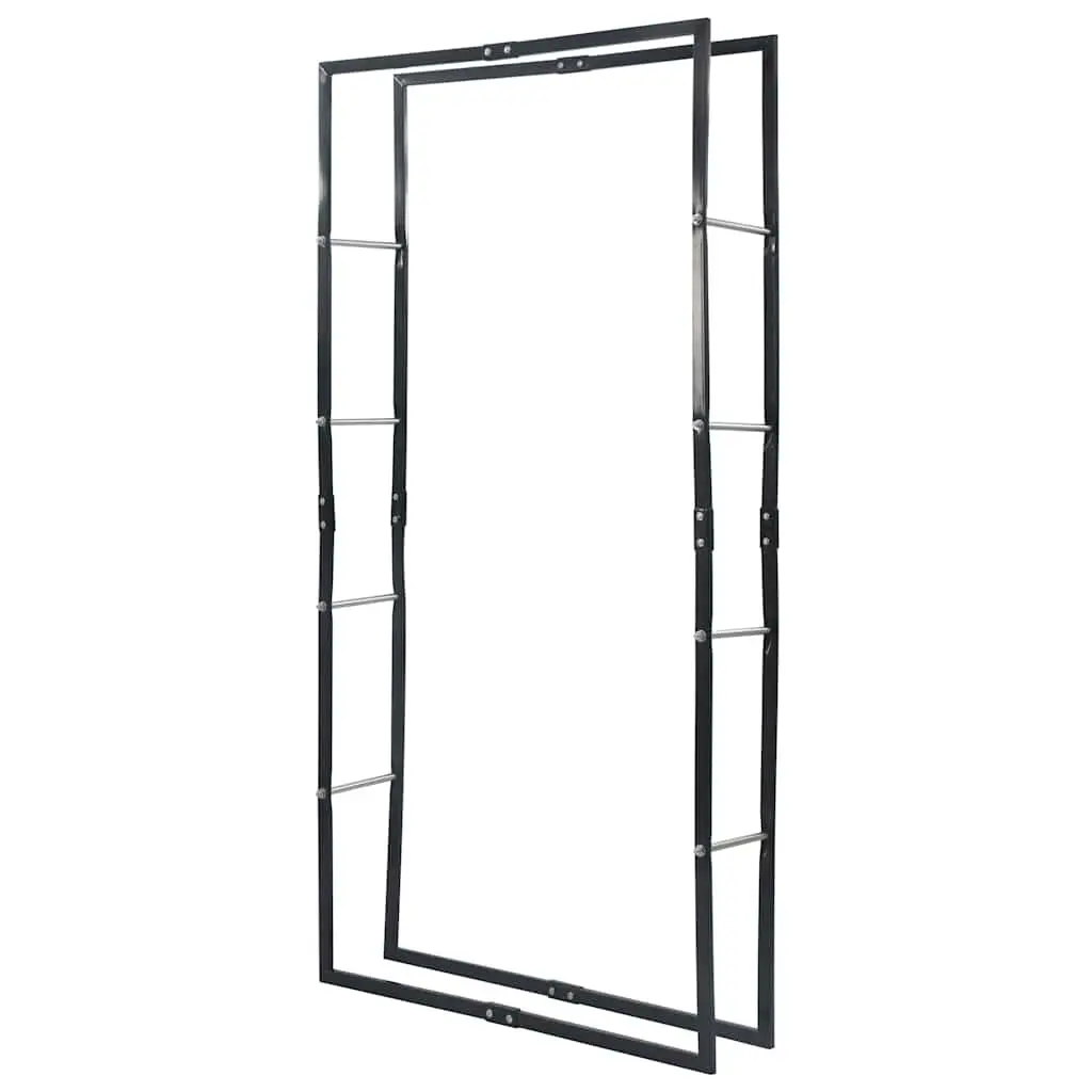 Firewood Rack Log Holder Storage Heavy-duty Steel 100 x 25 x 200 cm Black
