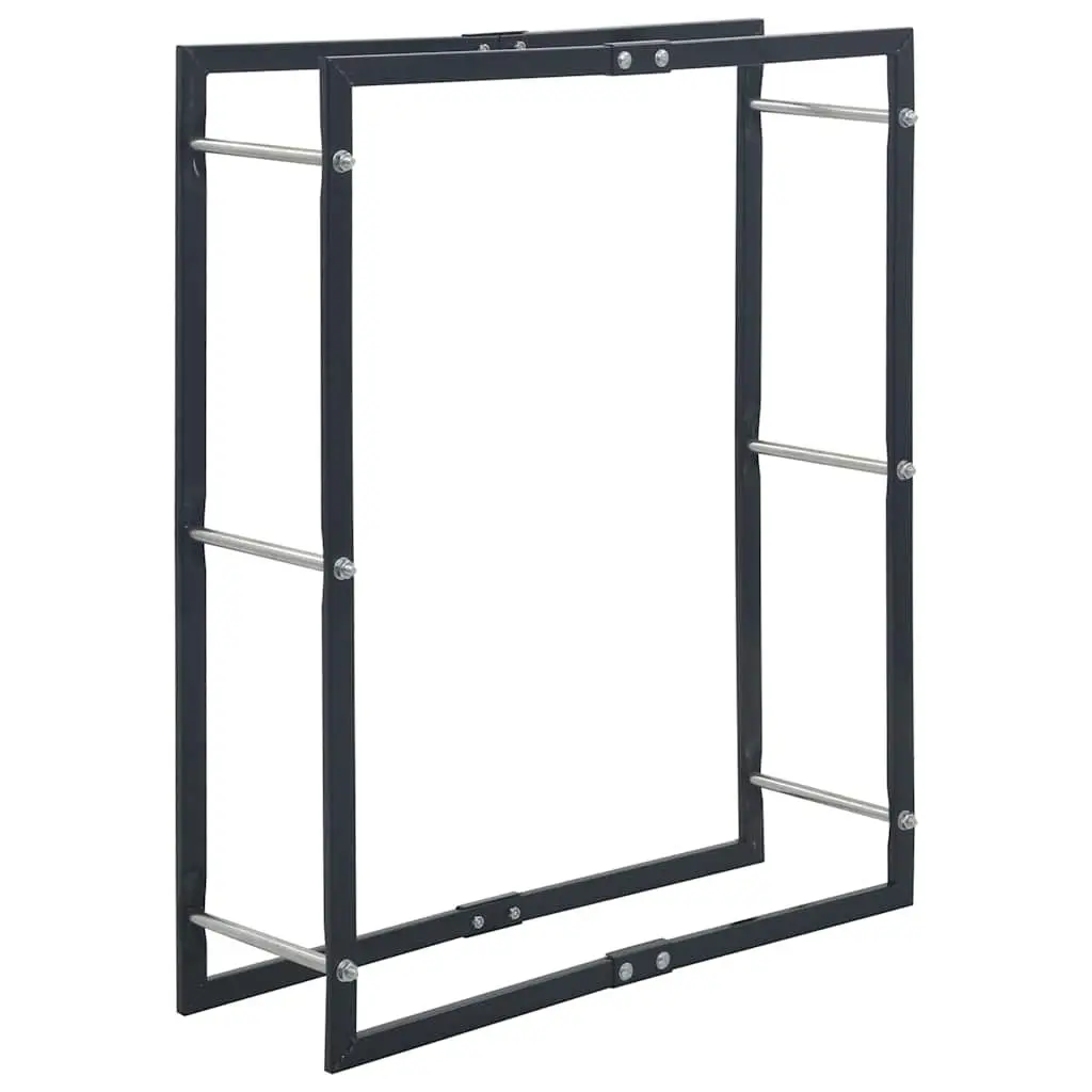 Firewood Rack Log Holder Storage Tall Black Steel Fireplace Accessories