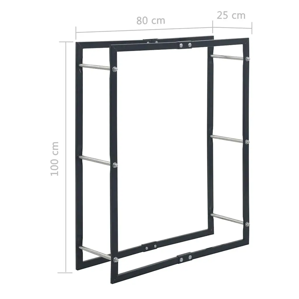 Firewood Rack Log Holder Storage Tall Black Steel Fireplace Accessories