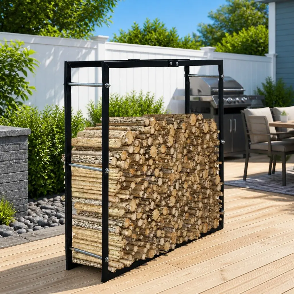 Black Steel Firewood Rack