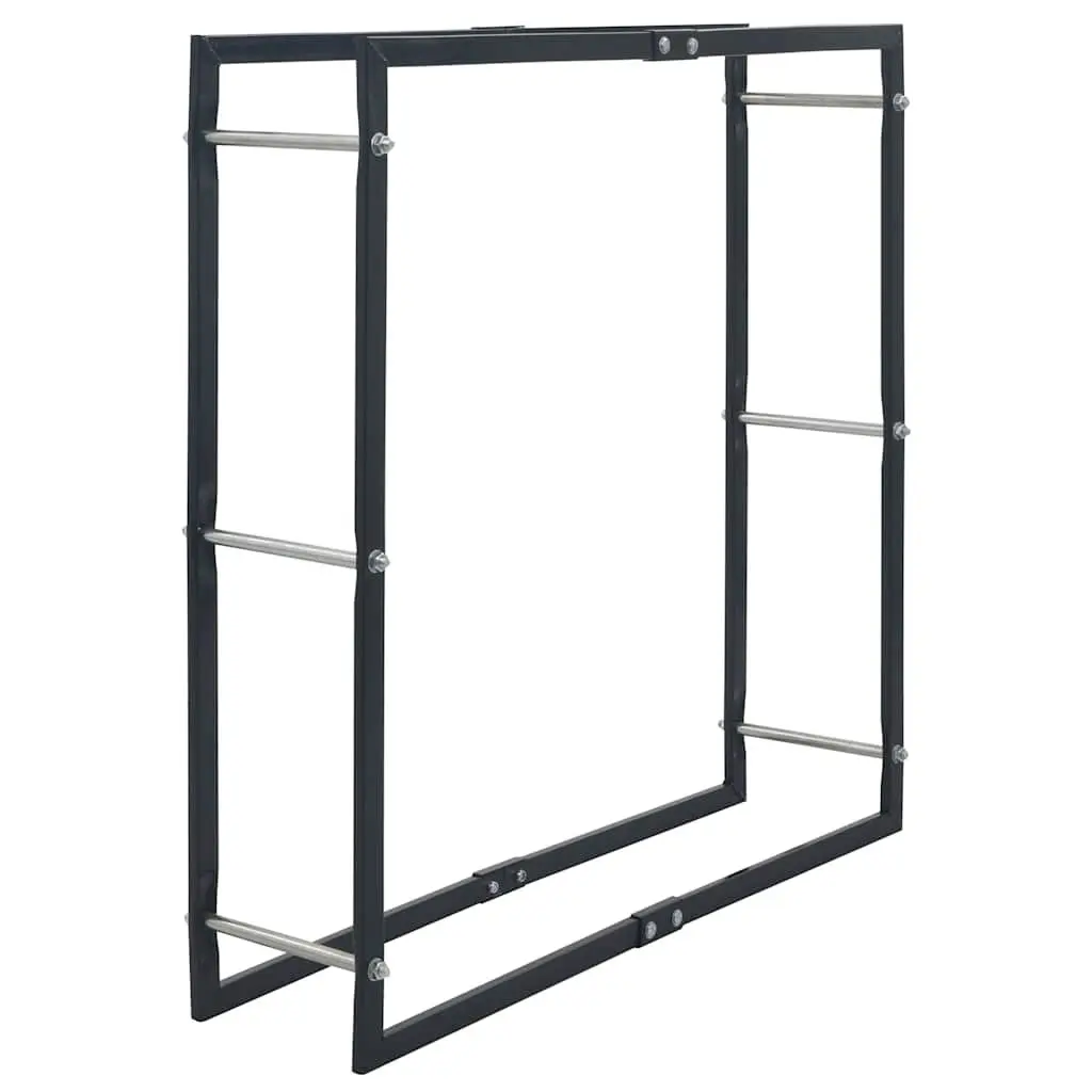 Firewood Rack Log Storage Holder Steel 100cm Black
