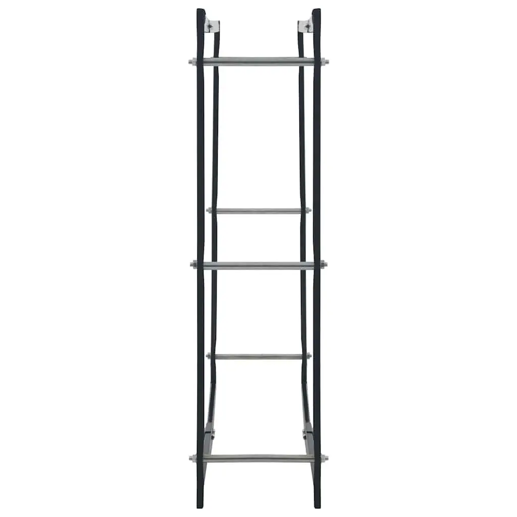 Firewood Rack Log Storage Holder Steel 100cm Black