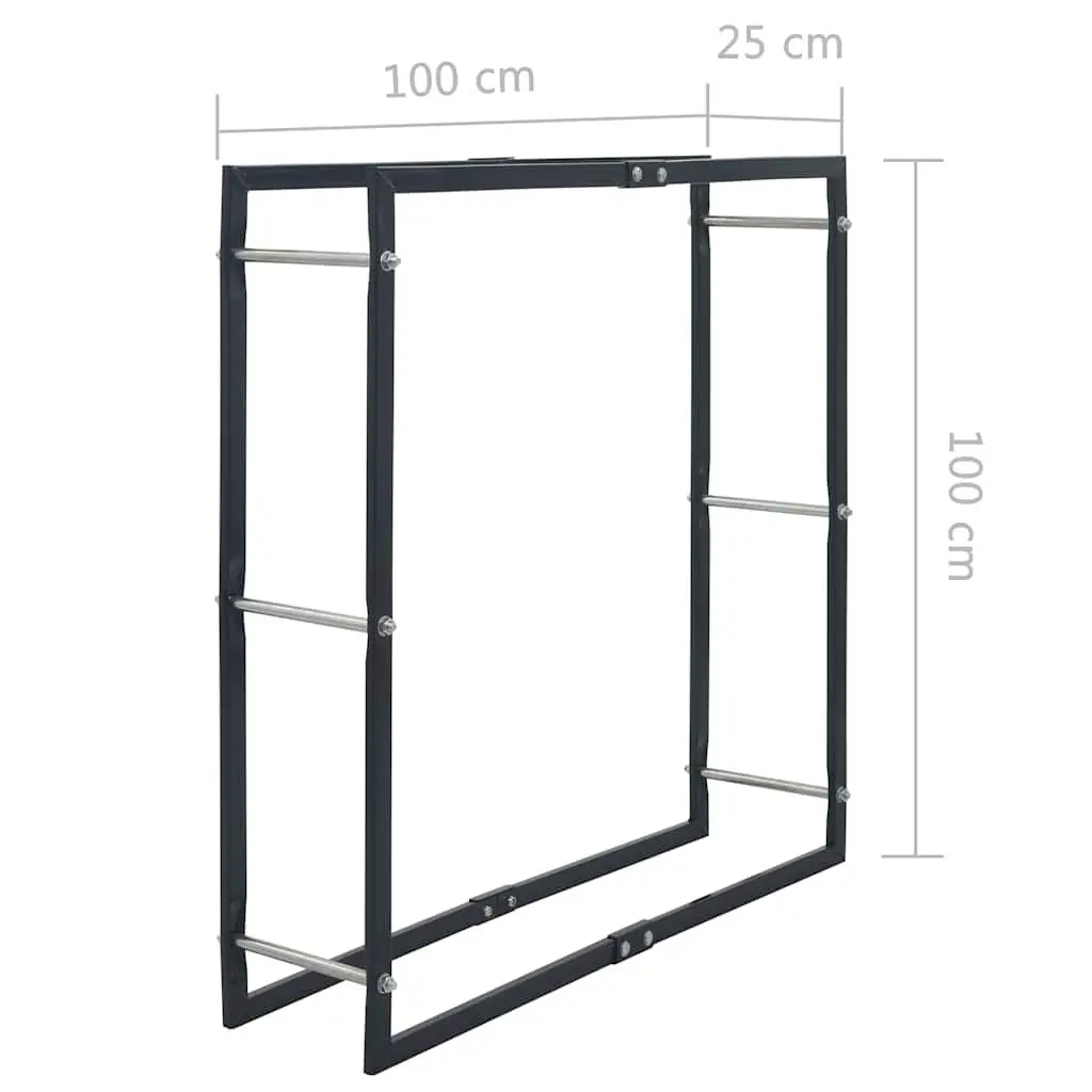 Firewood Rack Log Storage Holder Steel 100cm Black