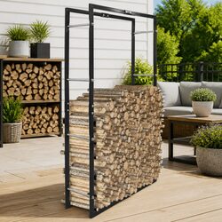 Black Steel Firewood Rack: Reliable and Functional