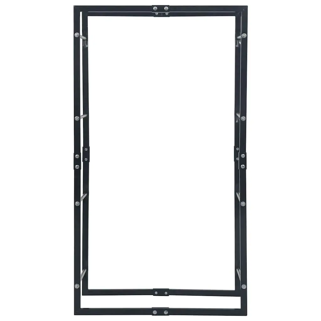 Firewood Rack Log Storage Holder Tall Black Steel