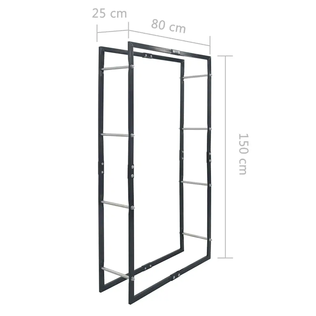 Firewood Rack Log Storage Holder Tall Black Steel