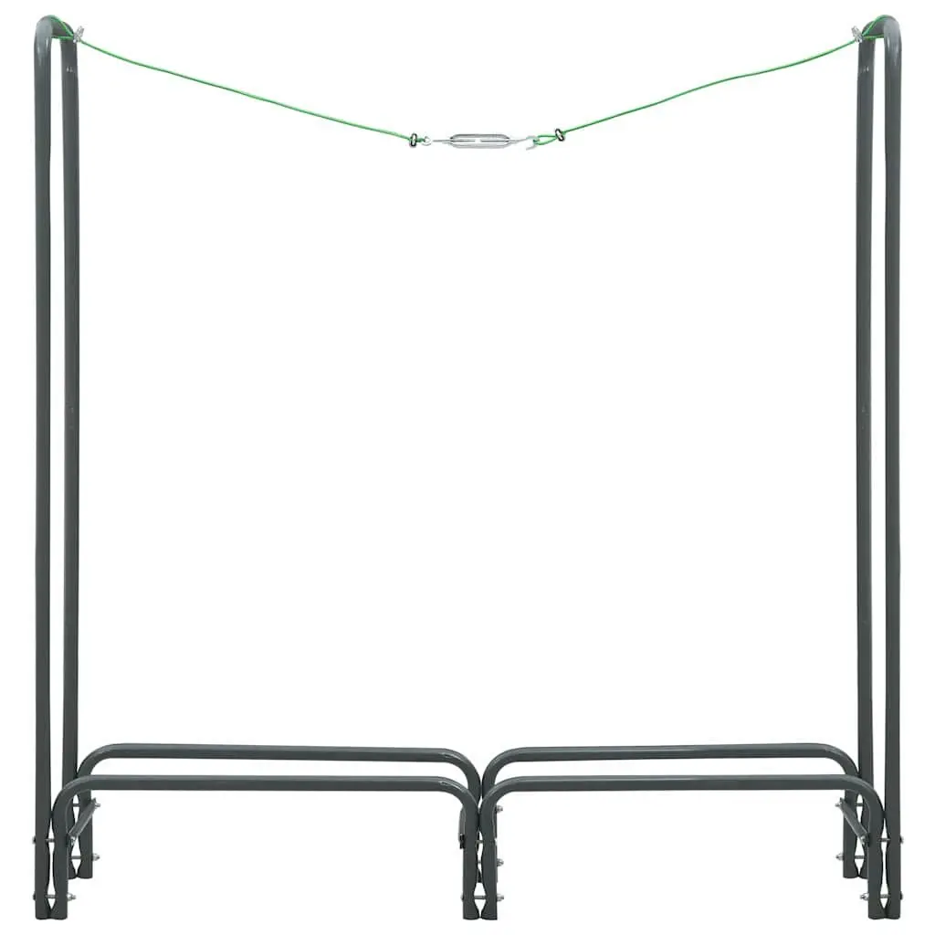 Firewood Rack Log Holder Heavy Duty Steel Grey 120cm