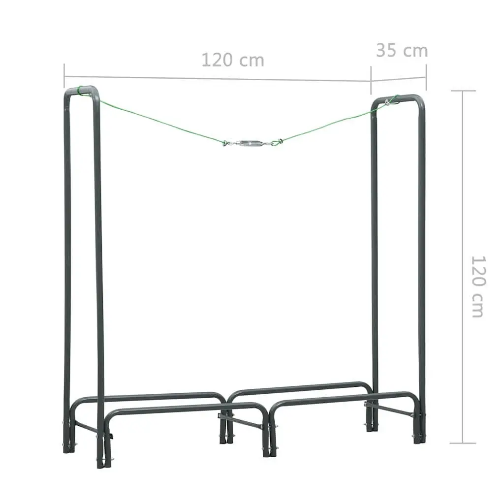 Firewood Rack Log Holder Heavy Duty Steel Grey 120cm