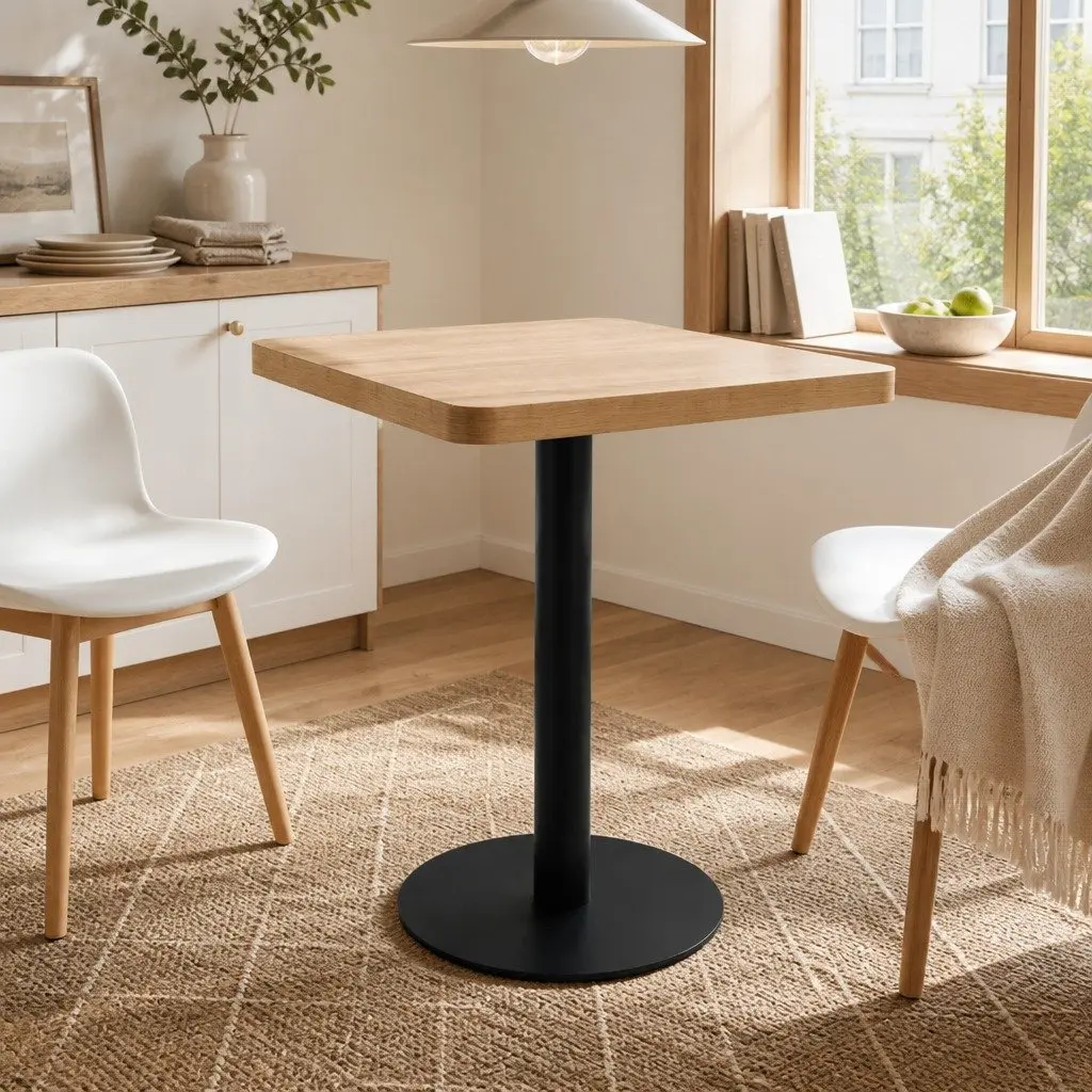 Bistro Table Light Brown Square 60x60cm Kitchen Dining Coffee Shop Bar Furniture