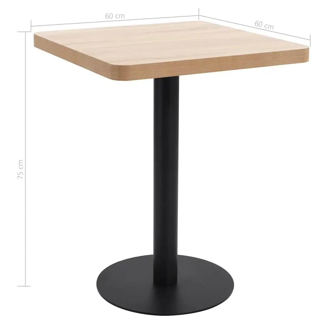 Bistro Table Light Brown Square 60x60cm Kitchen Dining Coffee Shop Bar Furniture