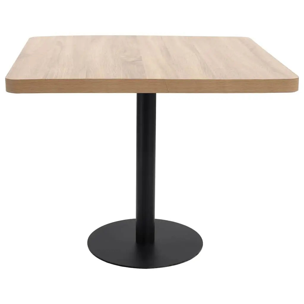 Bistro Table Brown 80x80cm MDF Tabletop Steel Leg Dining Coffee Shop Bar