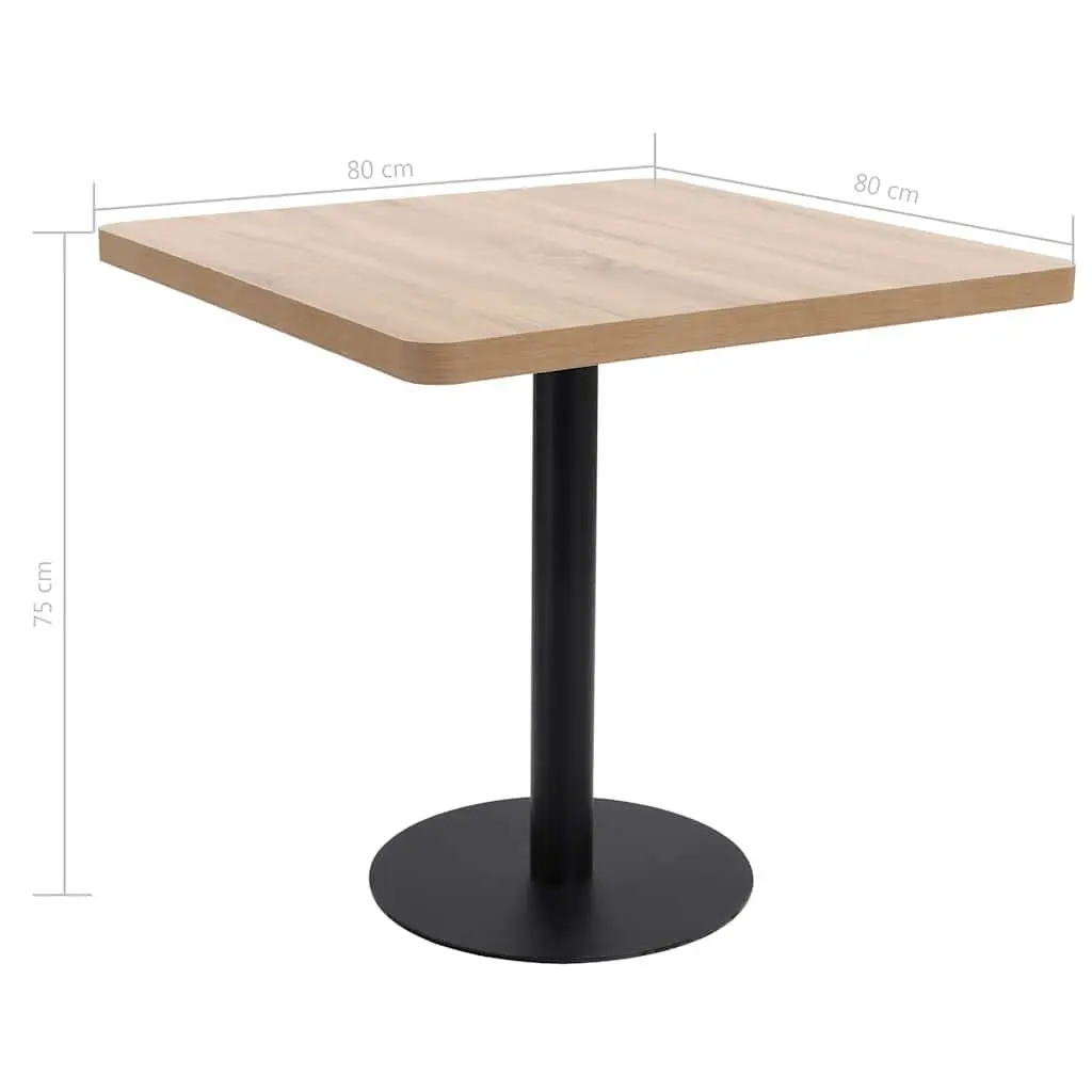 Bistro Table Brown 80x80cm MDF Tabletop Steel Leg Dining Coffee Shop Bar