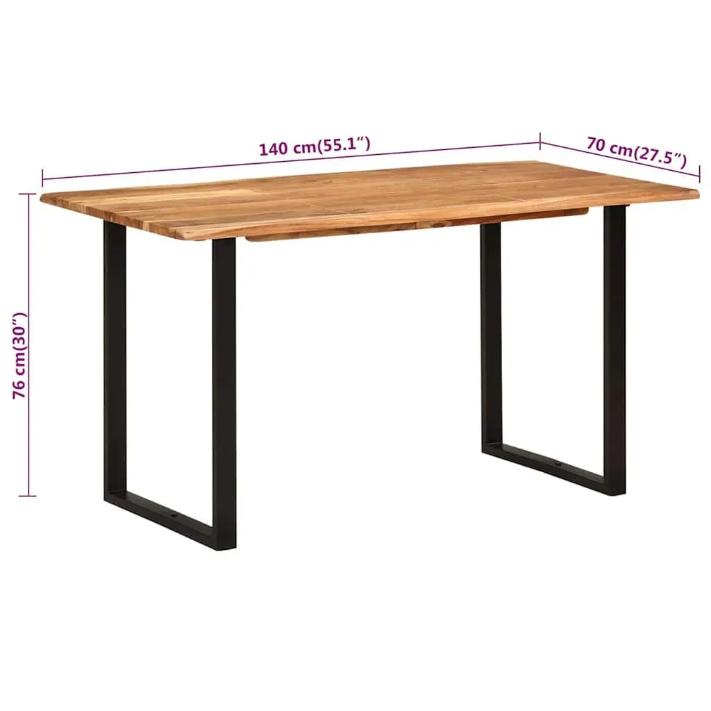 Dining Table Kitchen Room 140x70x76 cm Brown Wooden Industrial Rustic