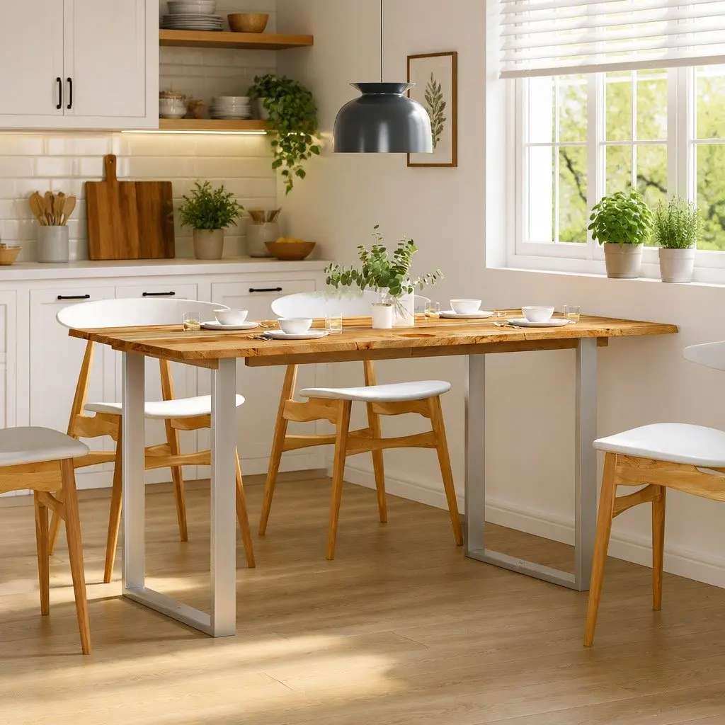Dining Table Industrial Rustic 154x80x76cm Solid Acacia Wood Brown