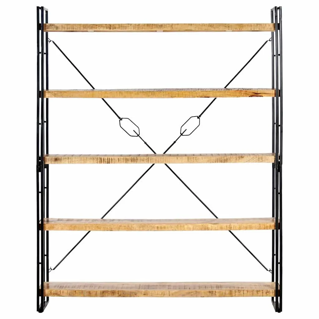 5-Tier Bookcase with Solid Wood and Steel