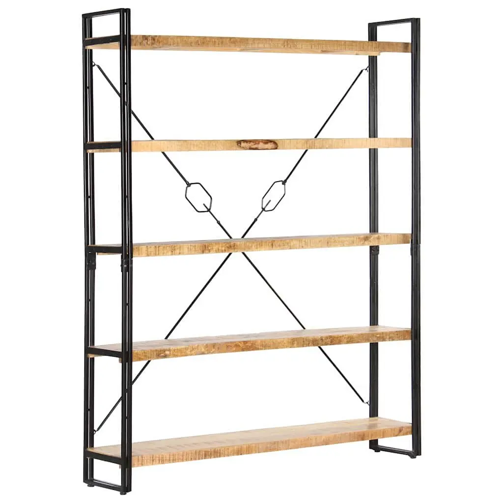 5-Tier Bookcase with Solid Wood and Steel