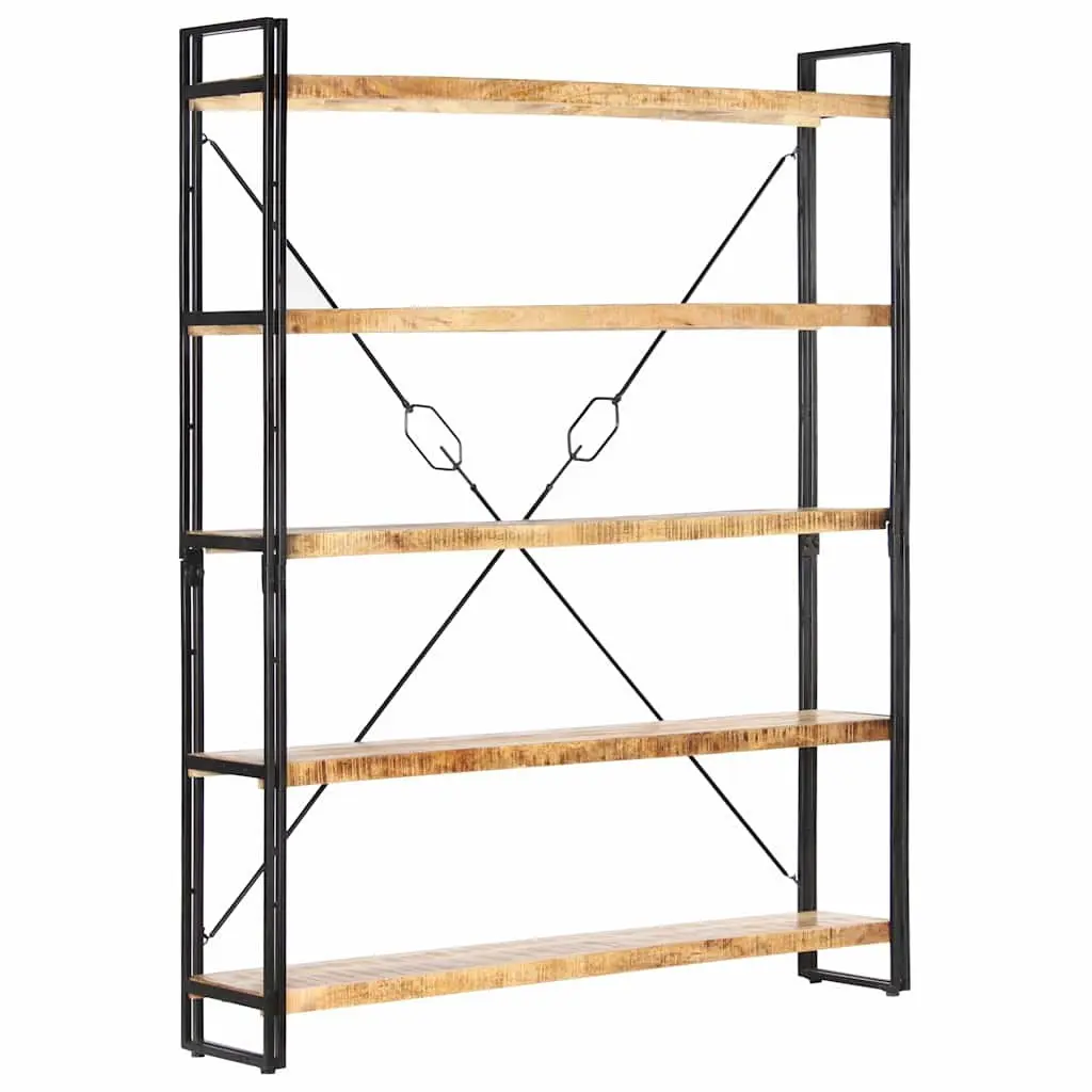 5-Tier Bookcase with Solid Wood and Steel