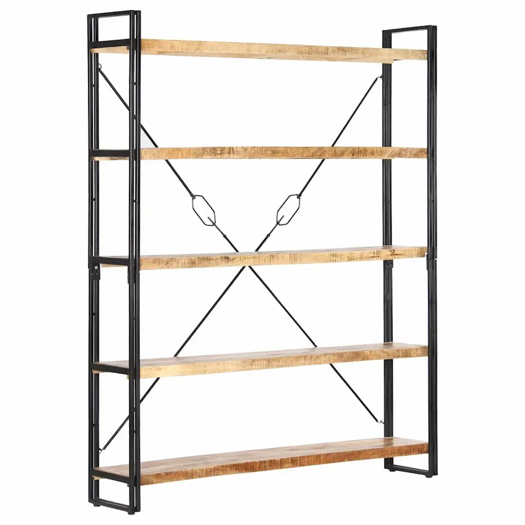 5-Tier Bookcase with Solid Wood and Steel