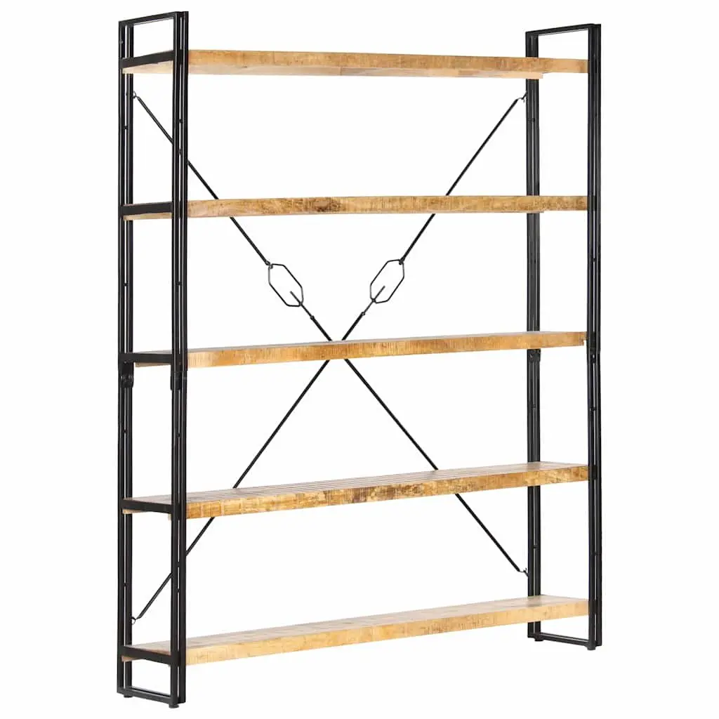 5-Tier Bookcase with Solid Wood and Steel