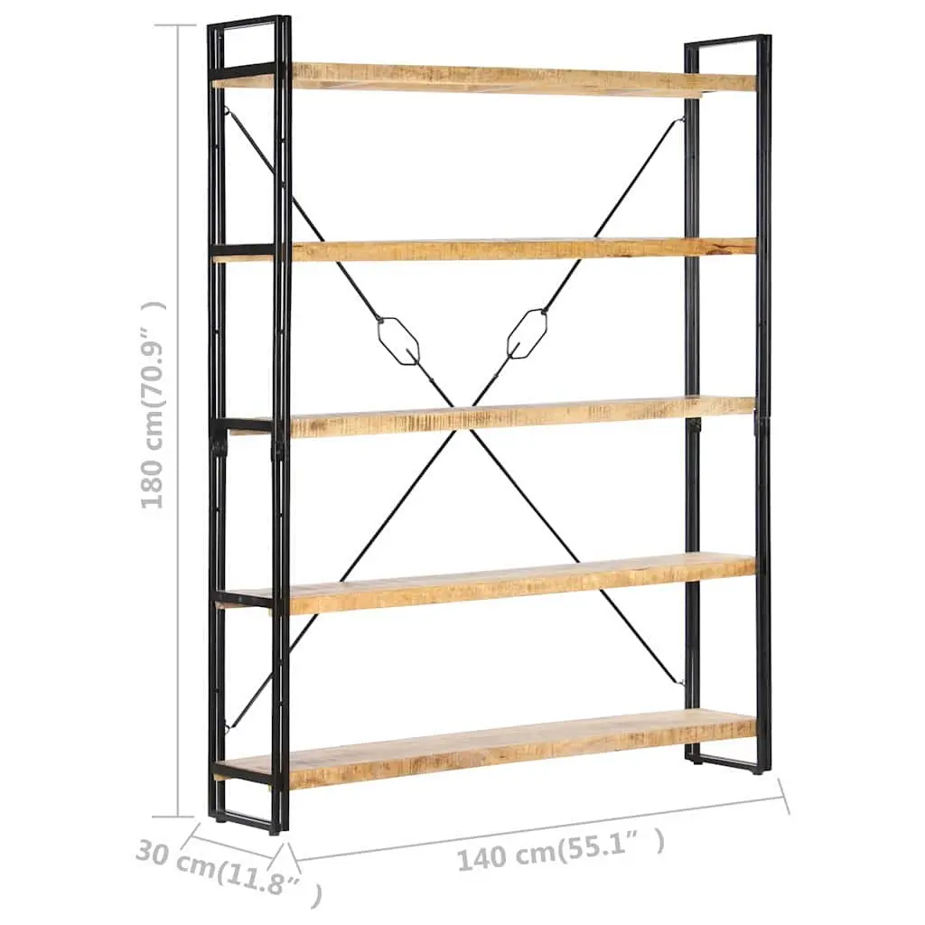 5-Tier Bookcase with Solid Wood and Steel