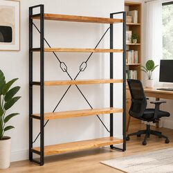 5-Tier Bookcase: Quality and Value in Acacia Wood