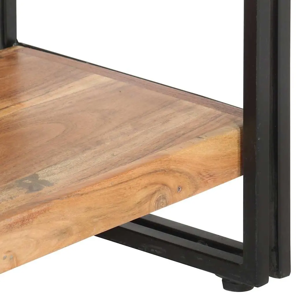 5-Tier Bookcase Storage 140x30x180cm Solid Acacia Wood Brown Industrial Steel Frame