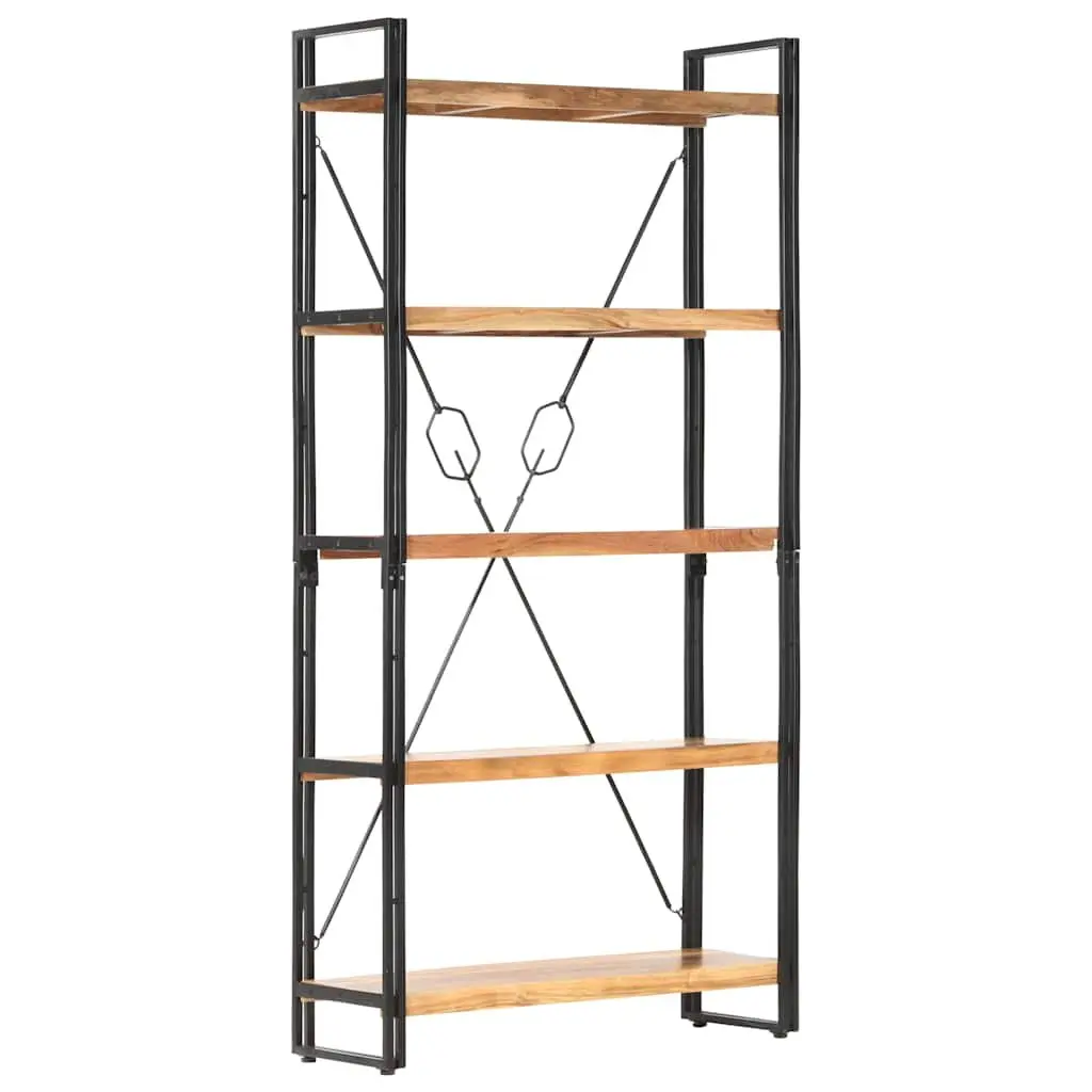 5-Tier Wooden Bookcase 90x30x180cm Industrial Standing Shelf Storage Display