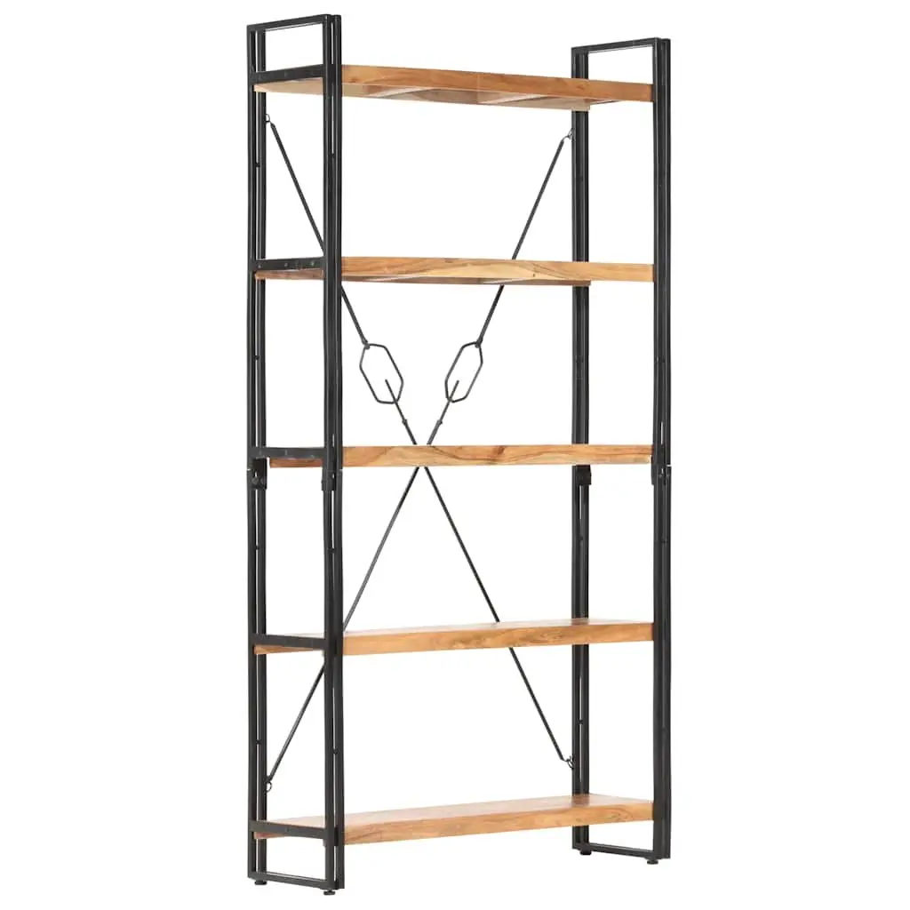 5-Tier Wooden Bookcase 90x30x180cm Industrial Standing Shelf Storage Display