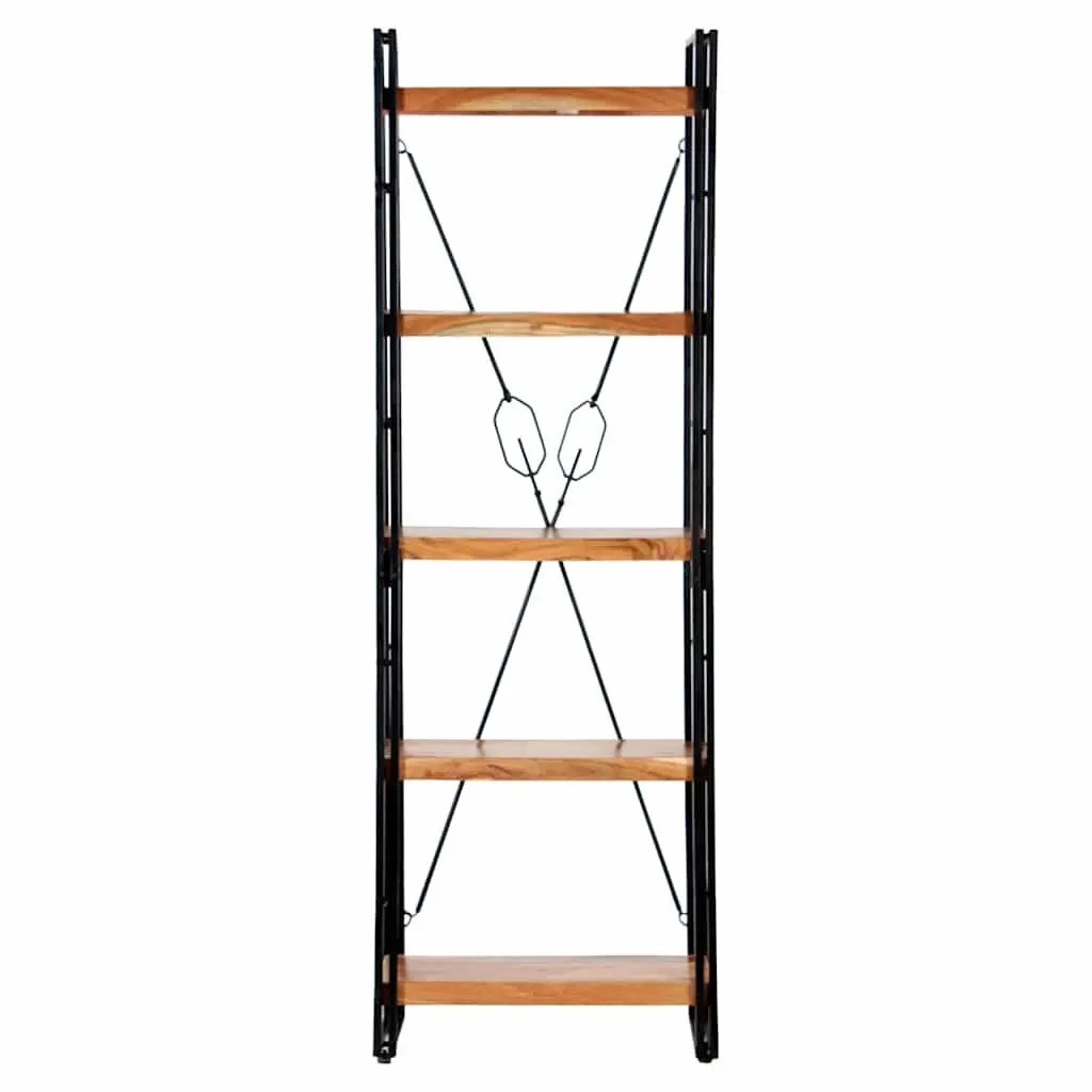 5-Tier Bookcase Storage 60x30x180 cm Solid Acacia Wood Brown Industrial Shelving Unit