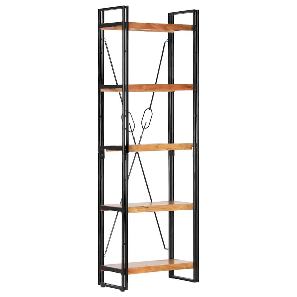 5-Tier Bookcase Storage 60x30x180 cm Solid Acacia Wood Brown Industrial Shelving Unit
