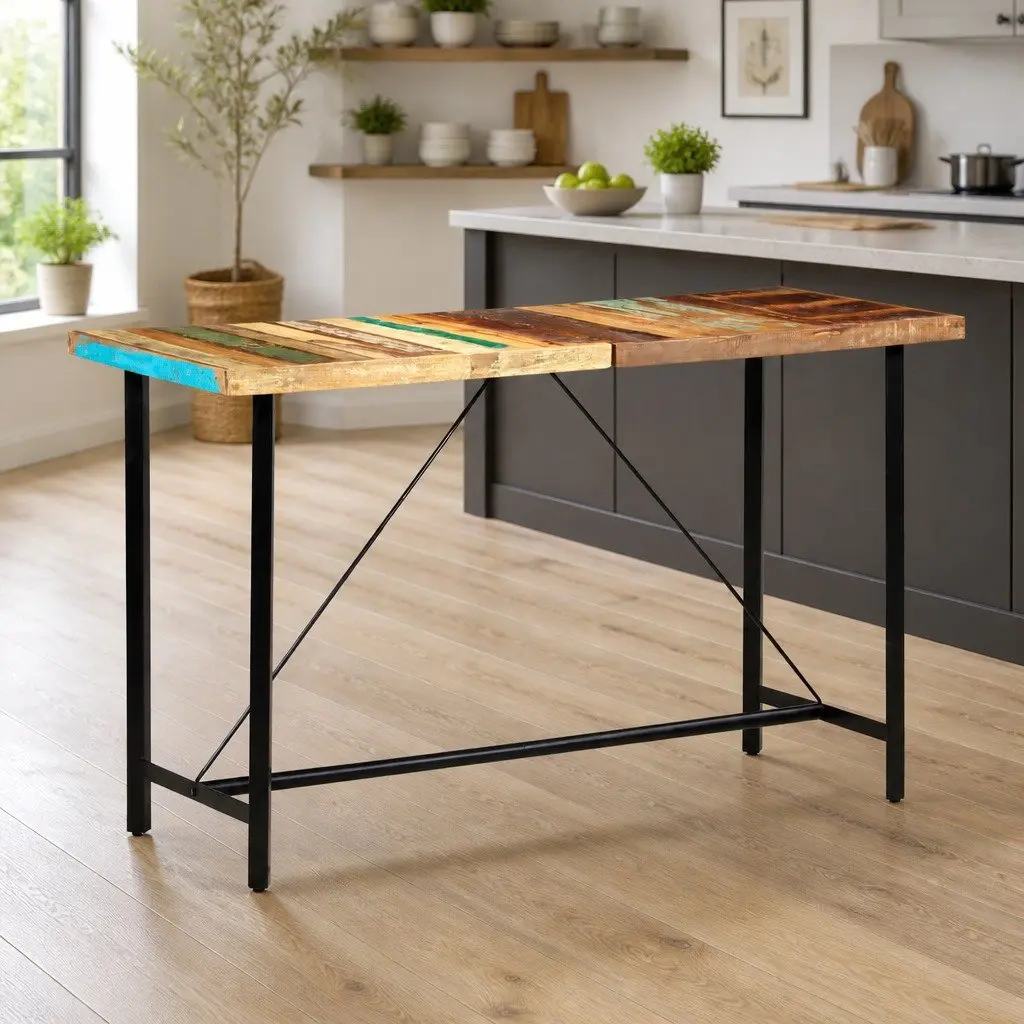 Bar Table Industrial Dining Kitchen 180x70x107 cm Brown Solid Reclaimed Wood