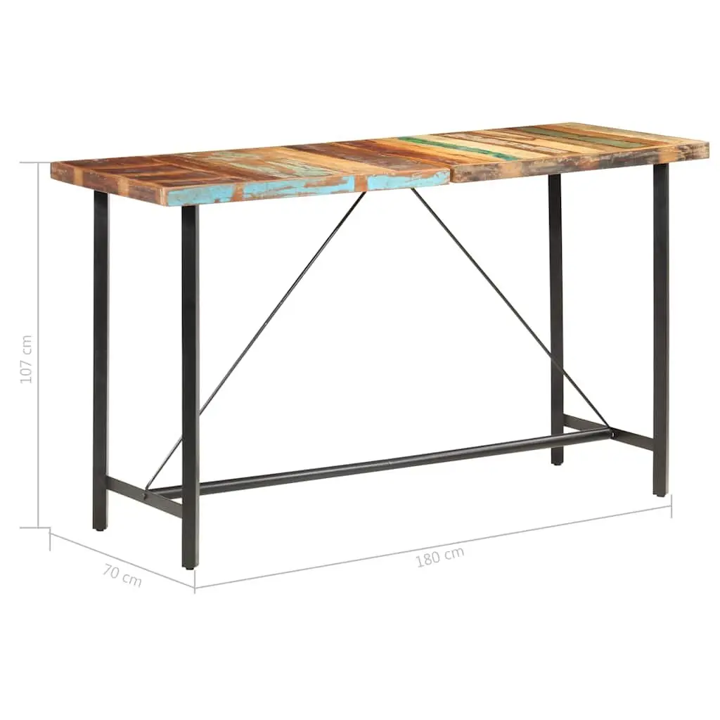 Bar Table Industrial Dining Kitchen 180x70x107 cm Brown Solid Reclaimed Wood