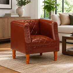 Comfortable Brown Goat Leather Tub Chair for Your Home