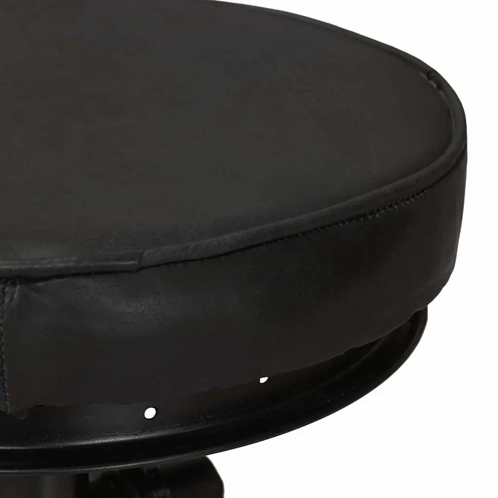 Bar Stools 2 pcs Black Leather Bicycle Pedal Footrest Industrial Design Seating