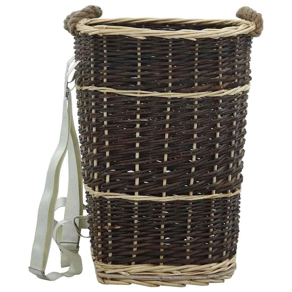 Firewood Backpack Carrier Natural Willow Log Storage 44.5x37x50cm Brown