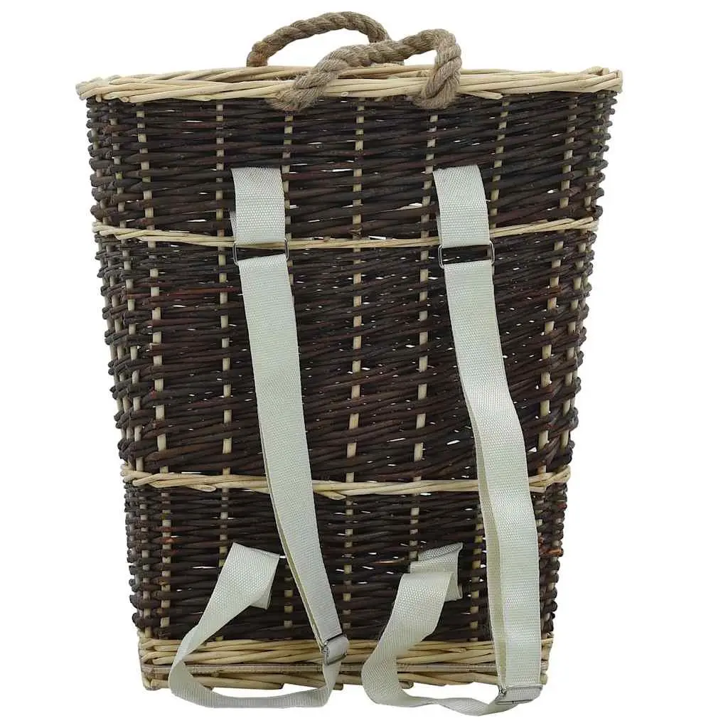 Firewood Backpack Carrier Natural Willow Log Storage 44.5x37x50cm Brown