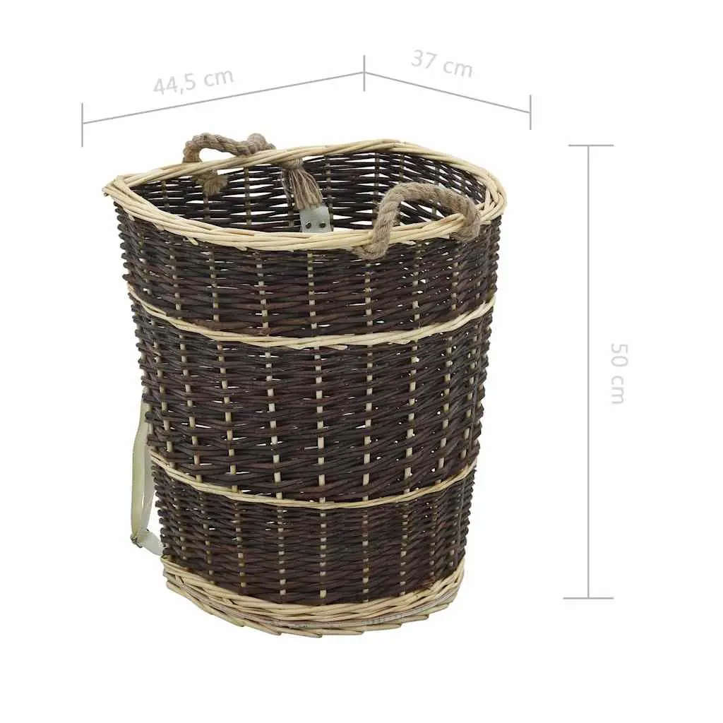 Firewood Backpack Carrier Natural Willow Log Storage 44.5x37x50cm Brown