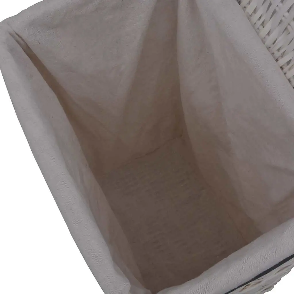 Laundry Basket White Woven Willow Sturdy Durable Storage
