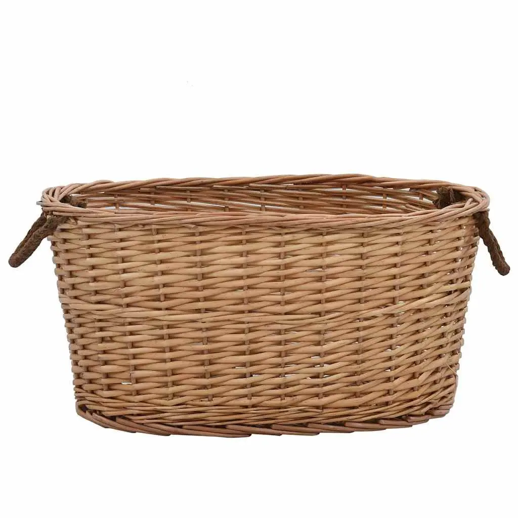 Firewood Basket Rustic Willow Storage Log Carrier 56 x 40 x 28 cm Brown