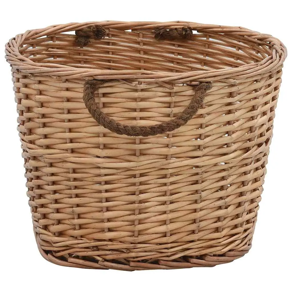 Firewood Basket Rustic Willow Storage Log Carrier 56 x 40 x 28 cm Brown