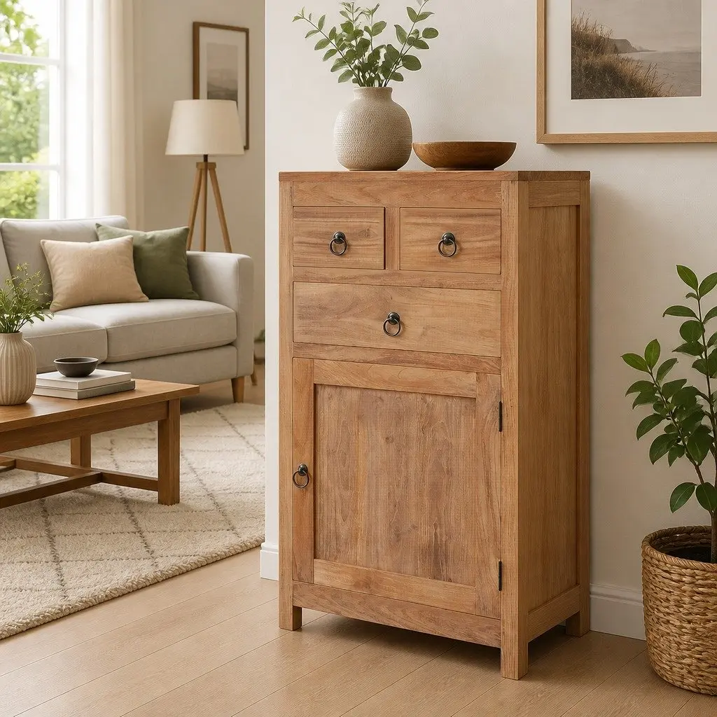 Sideboard Cabinet Storage 50x30x90 cm Solid Teak Wood Rustic Brown