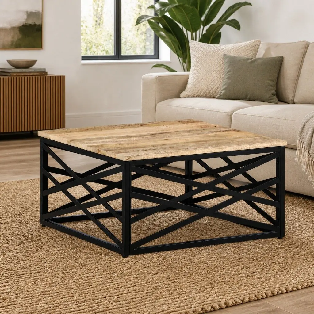 Coffee Table 68x68x35 cm Solid Mango Wood Brown Living Room Accent Furniture