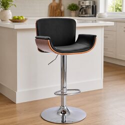 Comfortable and Versatile Black Faux Leather Bar Stool