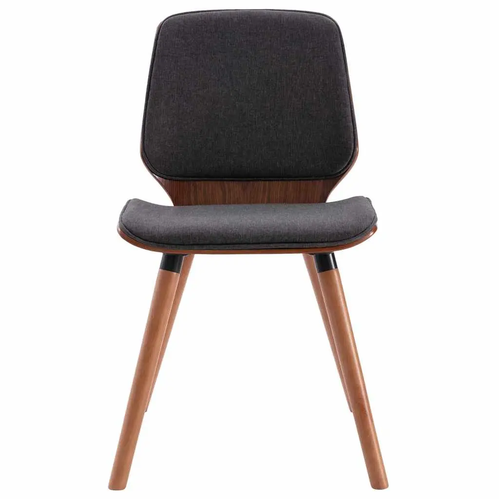 Dining Chairs Set 2 pcs Grey Fabric Upholstered Wood Frame Kitchen Room Seating