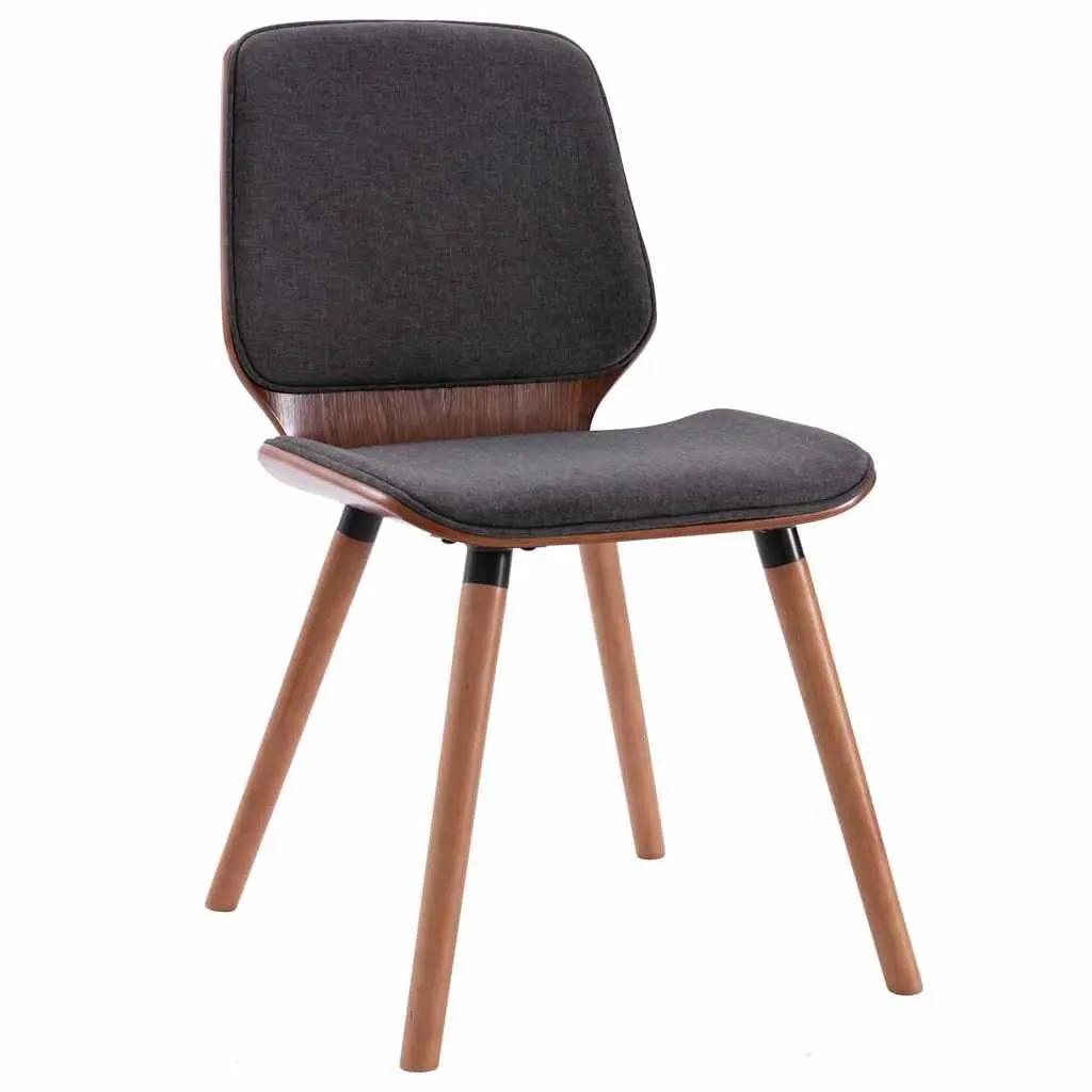 Dining Chairs Set 2 pcs Grey Fabric Upholstered Wood Frame Kitchen Room Seating