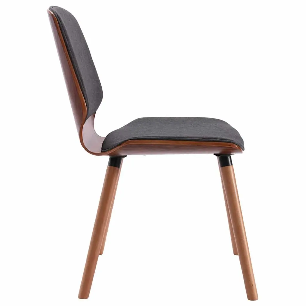 Dining Chairs Set 2 pcs Grey Fabric Upholstered Wood Frame Kitchen Room Seating