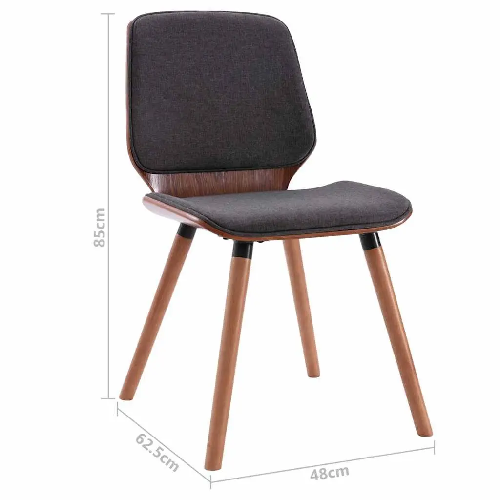 Dining Chairs Set 2 pcs Grey Fabric Upholstered Wood Frame Kitchen Room Seating