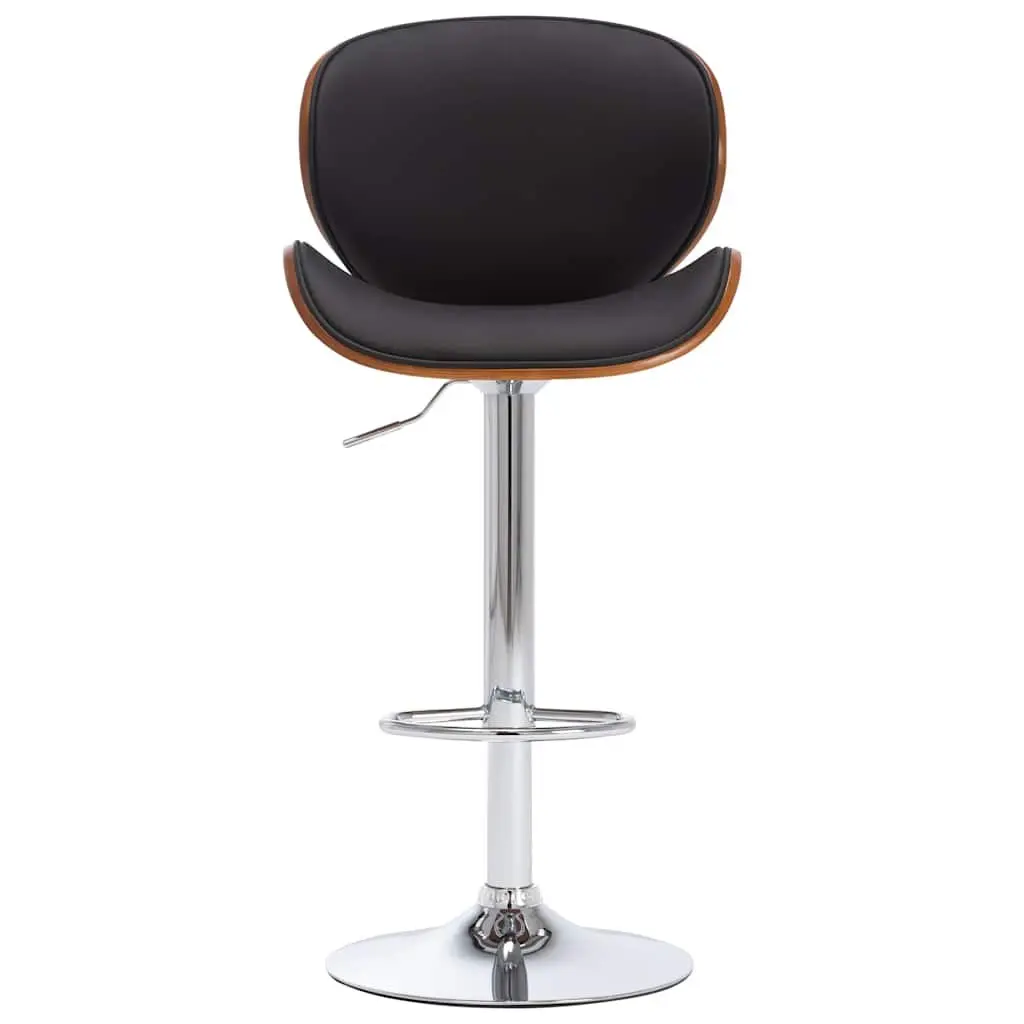 Bar Stool Height Adjustable Black Faux Leather Seat with Footrest for Kitchen
